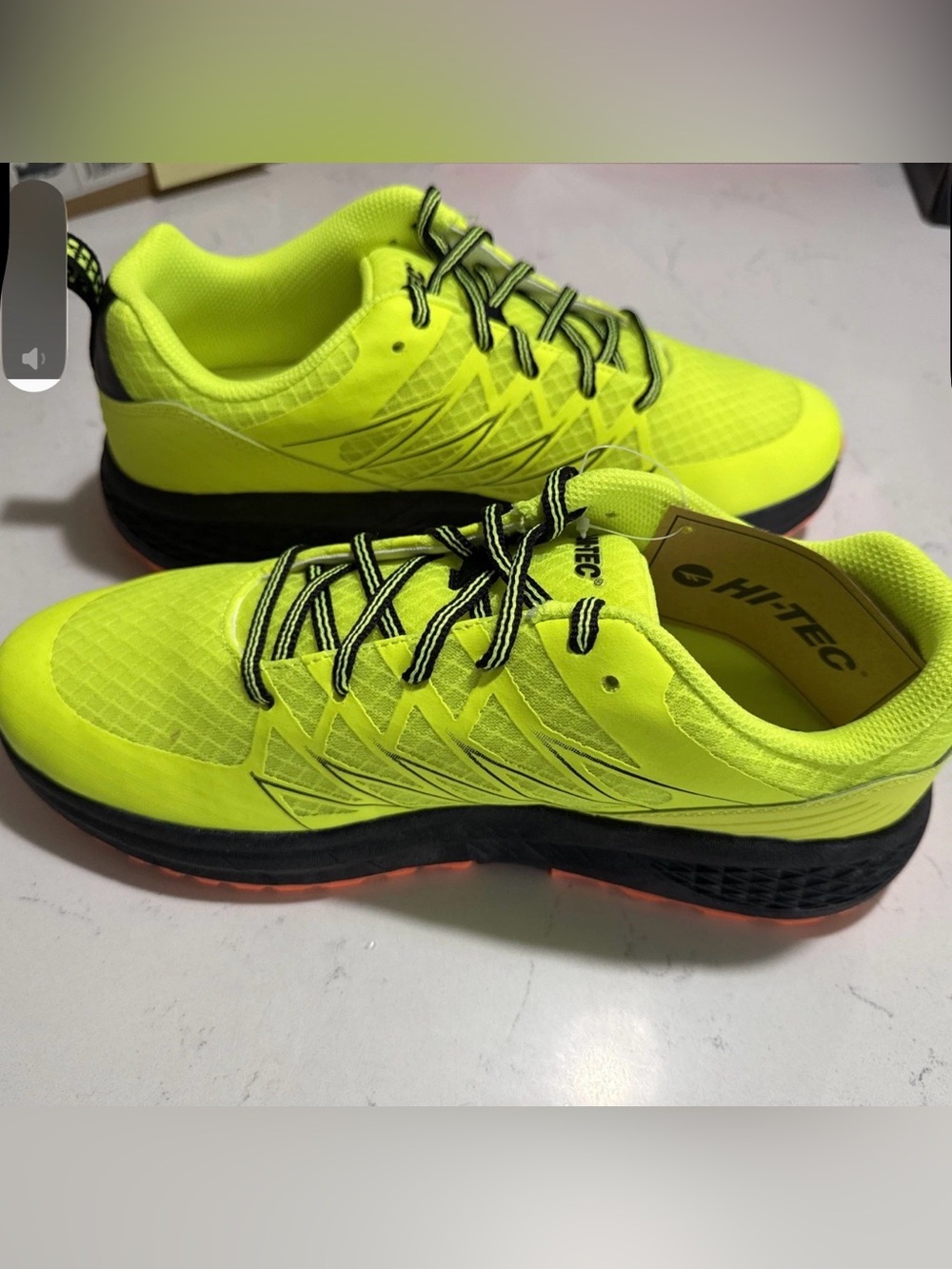 Hi-Tec Men’s Neon Yellow Athletic Running Sneakers with Black Accents